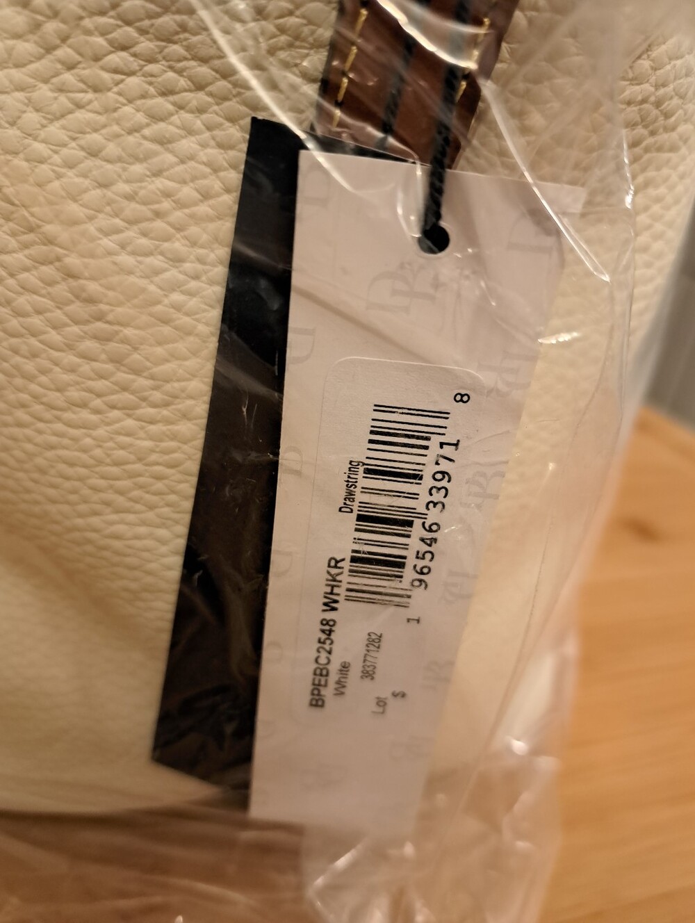 Dooney & Bourke Pebbled Leather Drawstring Bucket In White/Tan, Gold, BRAND NEW! - Picture 11 of 12